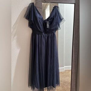 Elegant Navy Blue Tulle Dress